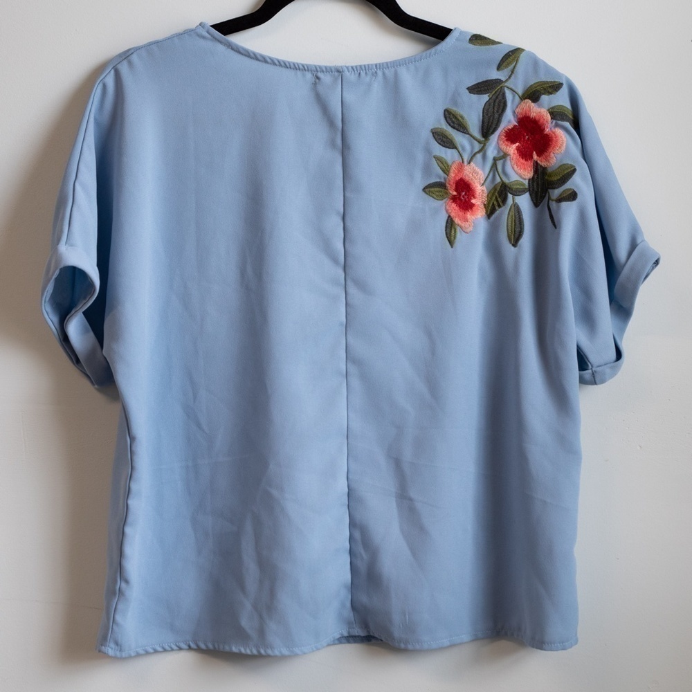 Oeuvre blue embroidered top-M - Picture 4 of 4